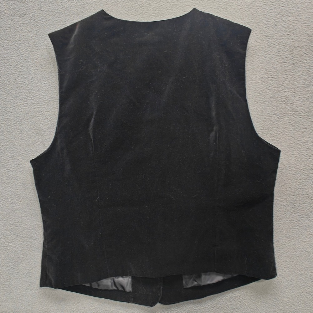 VTG 90s Black Velvet Vest Women's Small Floral Whimsigoth Vamp Dark Romantic NWT - Picture 5 of 6